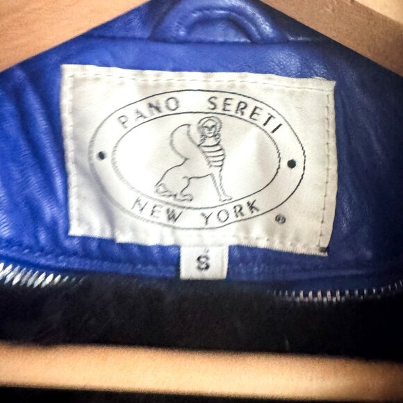 Pano Sereti Multicolor Green Blue Pink Bomber Jacket w Sheared Rabbit Liner S - Picture 8 of 8